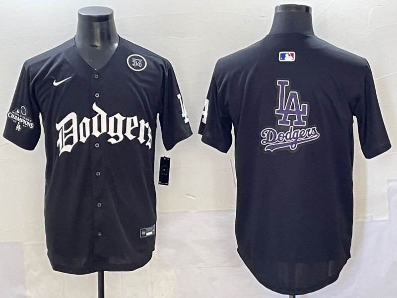 Men 2025 Los Angeles Dodgers Blank Black Seventh generation Joint Name Nike MLB Jersey style 4